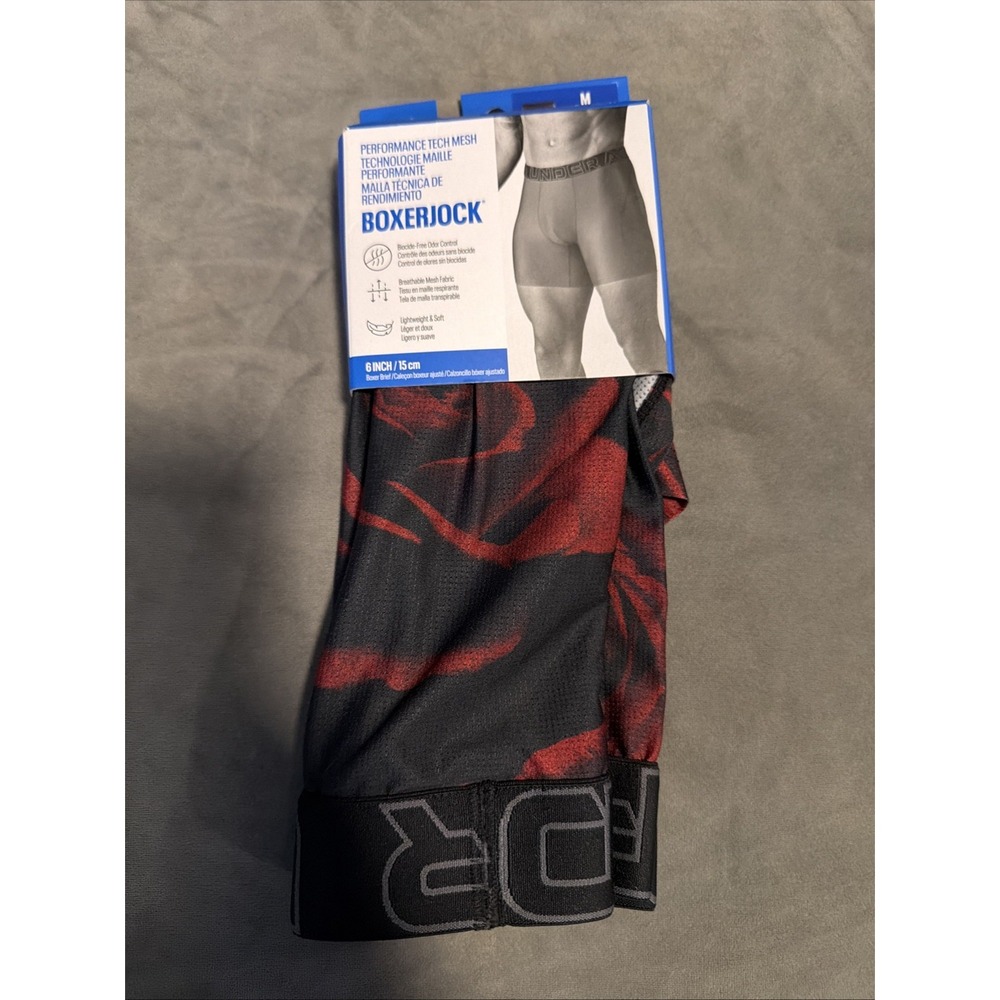 Under Armour Men's Original Boxer Brief Blk With Red Roses Sz Medium 1 Pair